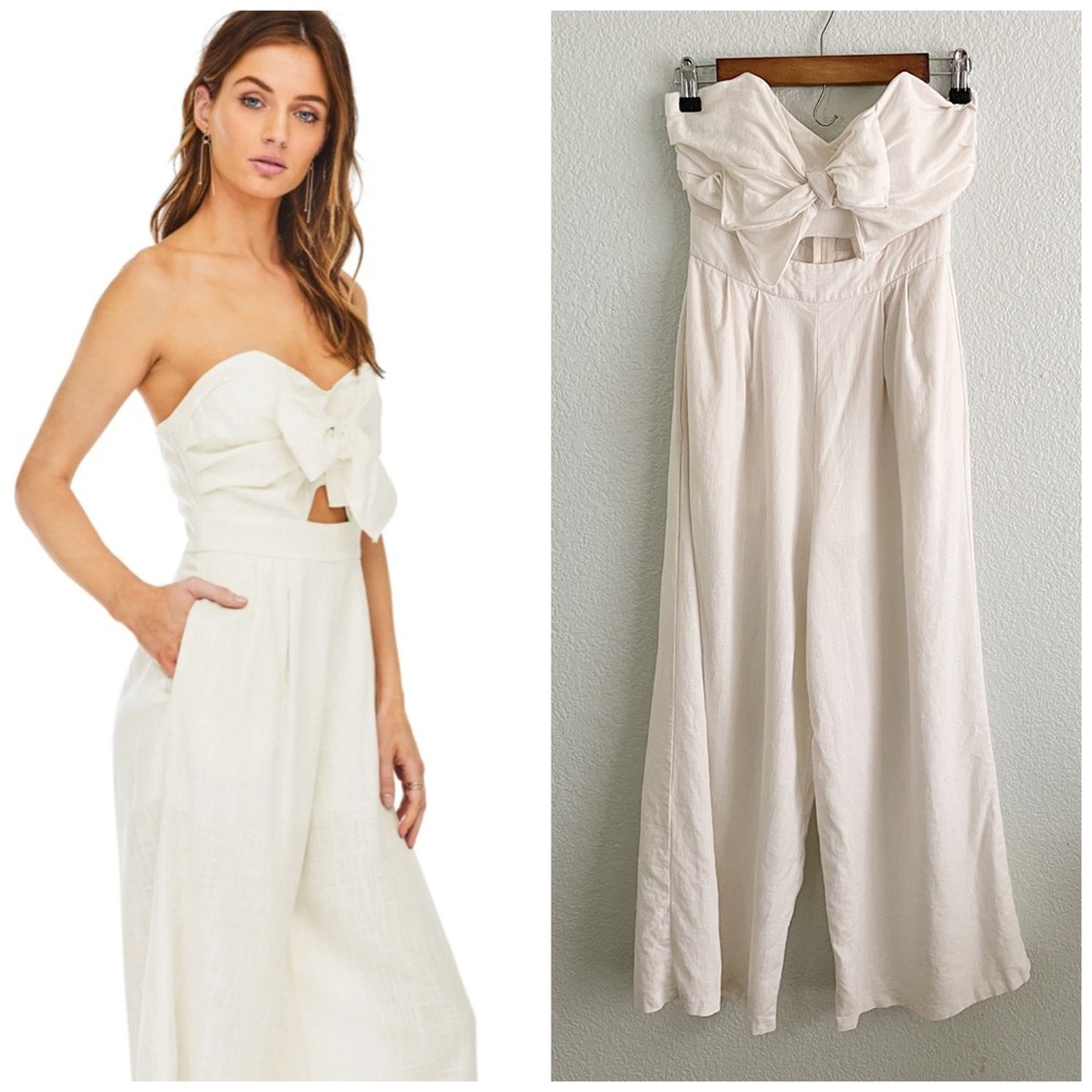 ASTR The Label || MARA NATURAL LINEN BLEND JUMPSUIT